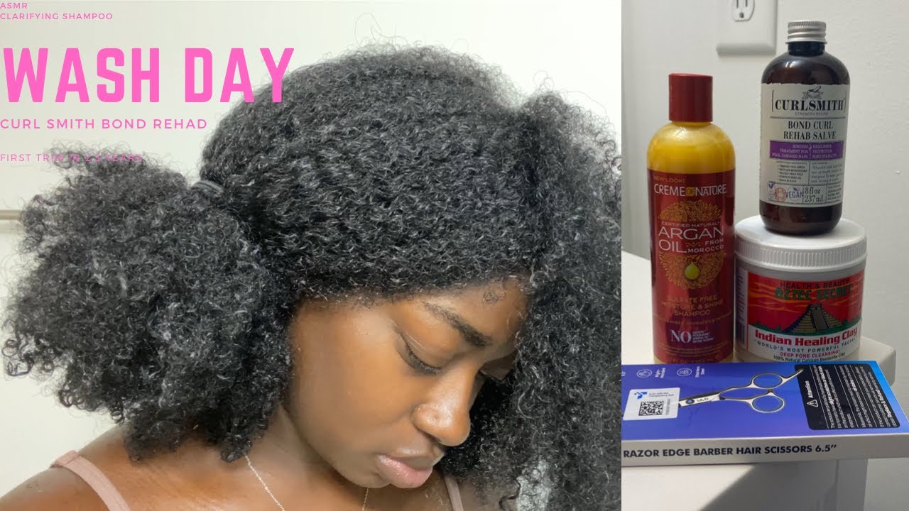 Wash Day | Trying curl smith bond rehab for the first time | first trim in 2.3 years!