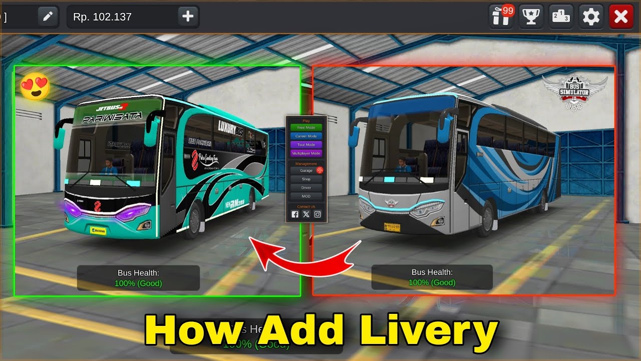 How To Add Livery Skin - Bus Simulator Indonesia Free | HD Livery Download For Bussid 😱