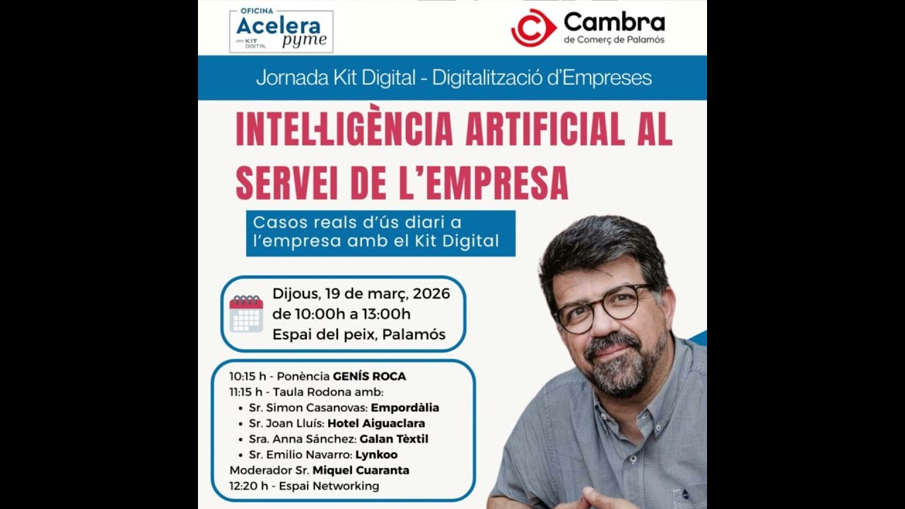 La Cambra de Comerç de Palamós impulsa una jornada sobre intel·ligència artificial amb Genís Roca