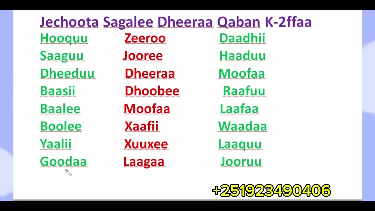 Jechoota Sagalee Dheeraa Qaban K 2ffaa