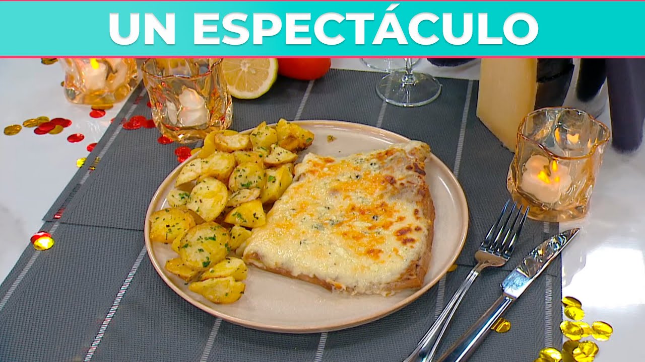 Soberbio matambre tiernizado a los cuatro quesos con papas cascadas a la provenzal