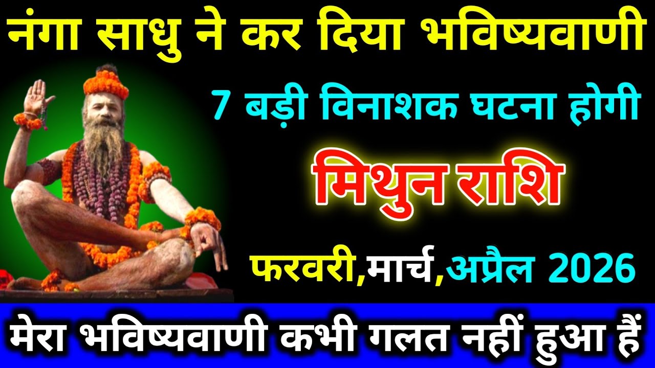 मिथुन राशि वालों नंगा साधु ने कर दिया भविष्यवाणी 7 बड़ी विनाशक घटना होगी अप्रैल 2026 तक । Mithun 