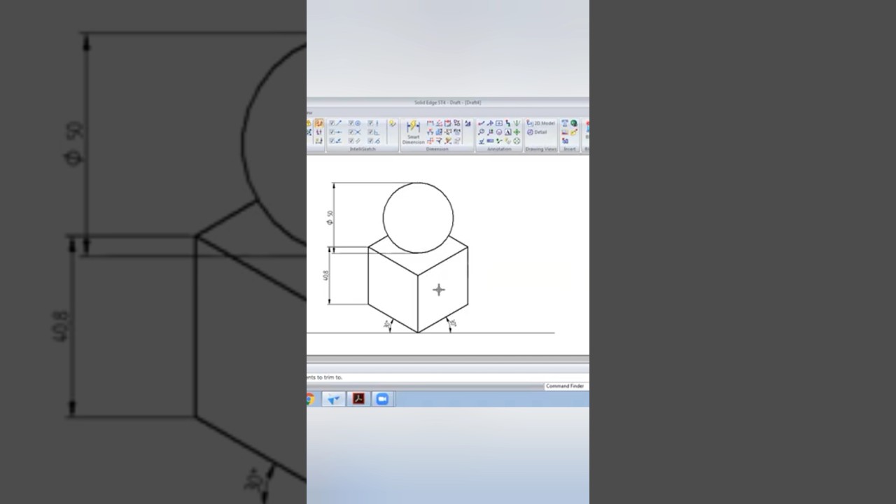 Isometric Projection: Sphere on Cube #isometric #engineeringdrawing #caed #vtu