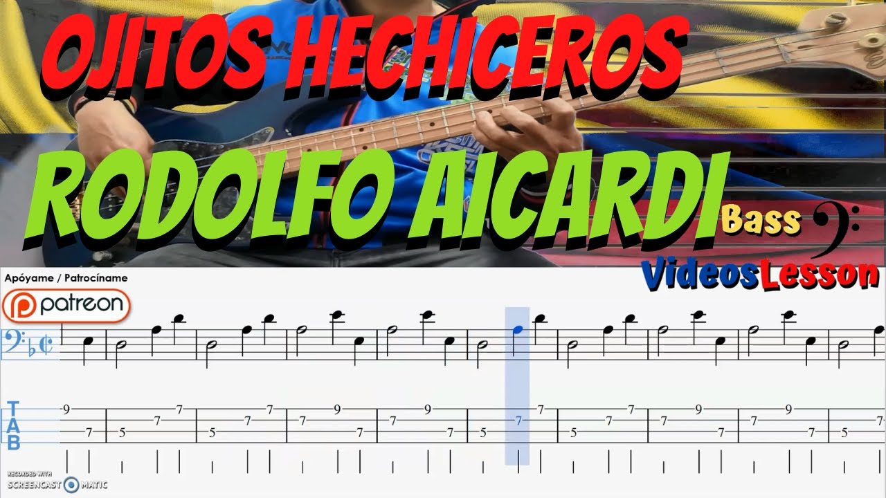 👀Ojitos Hechiceros Rodolfo Aicardi Bajo electrico y (GuitarPro 🎆🎵🎄)