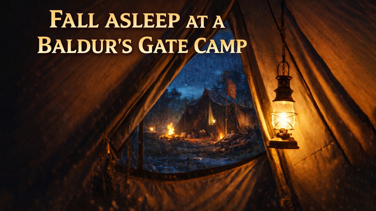 Rain on Tent at a Fantasy Camp ⛺️ Baldur’s Gate–Inspired Sleep Ambience (6 Hours)