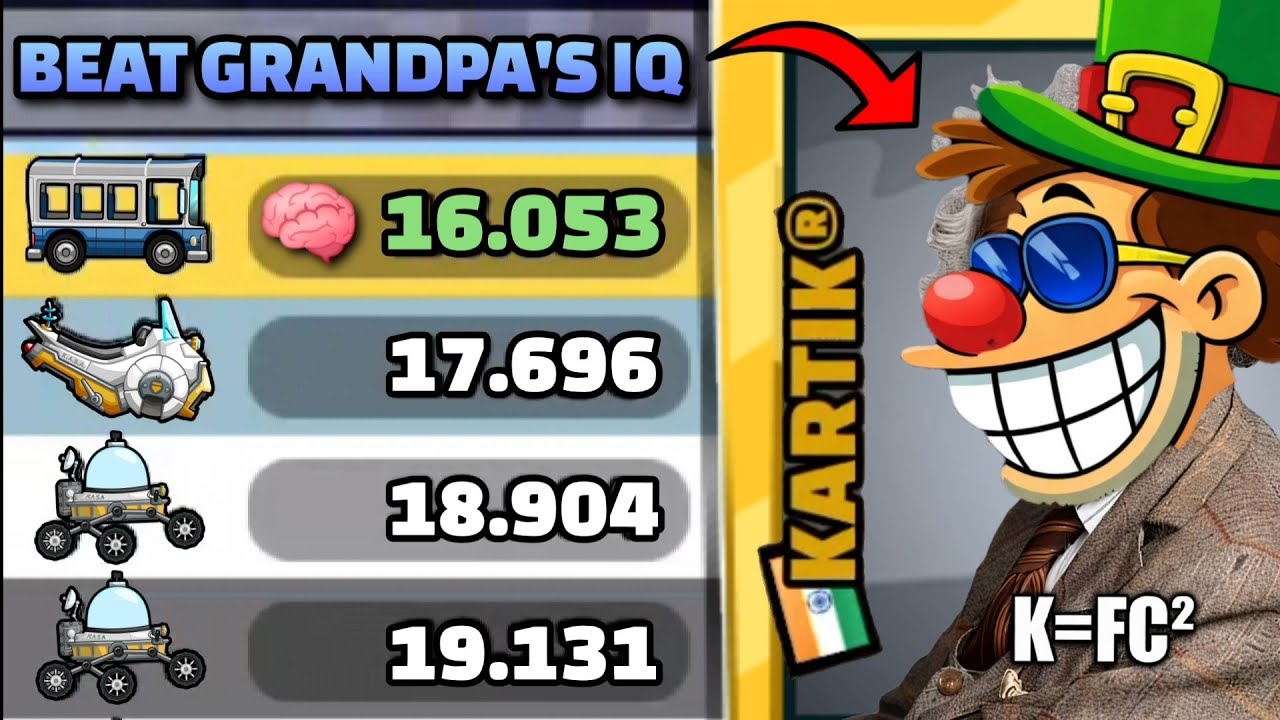 BEATING GRANDPA'S IQ STRATEGY TO WIN!! 🤓👴 IN COMMUNITY SHOWCASE - Hill Climb Racing 2