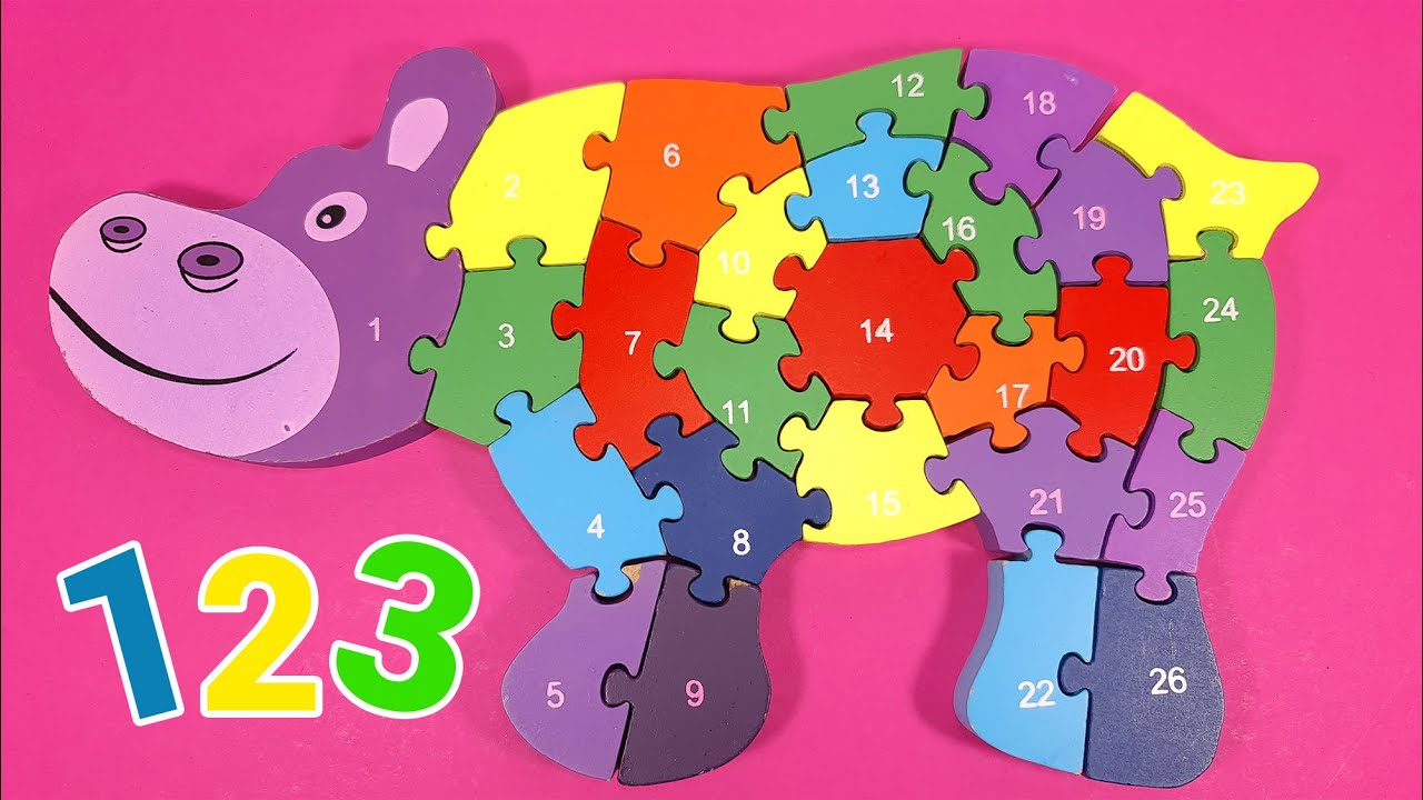 Учим Числа с Бегемотом Пазл от 1 до 26 | Kids Rainbow ABV