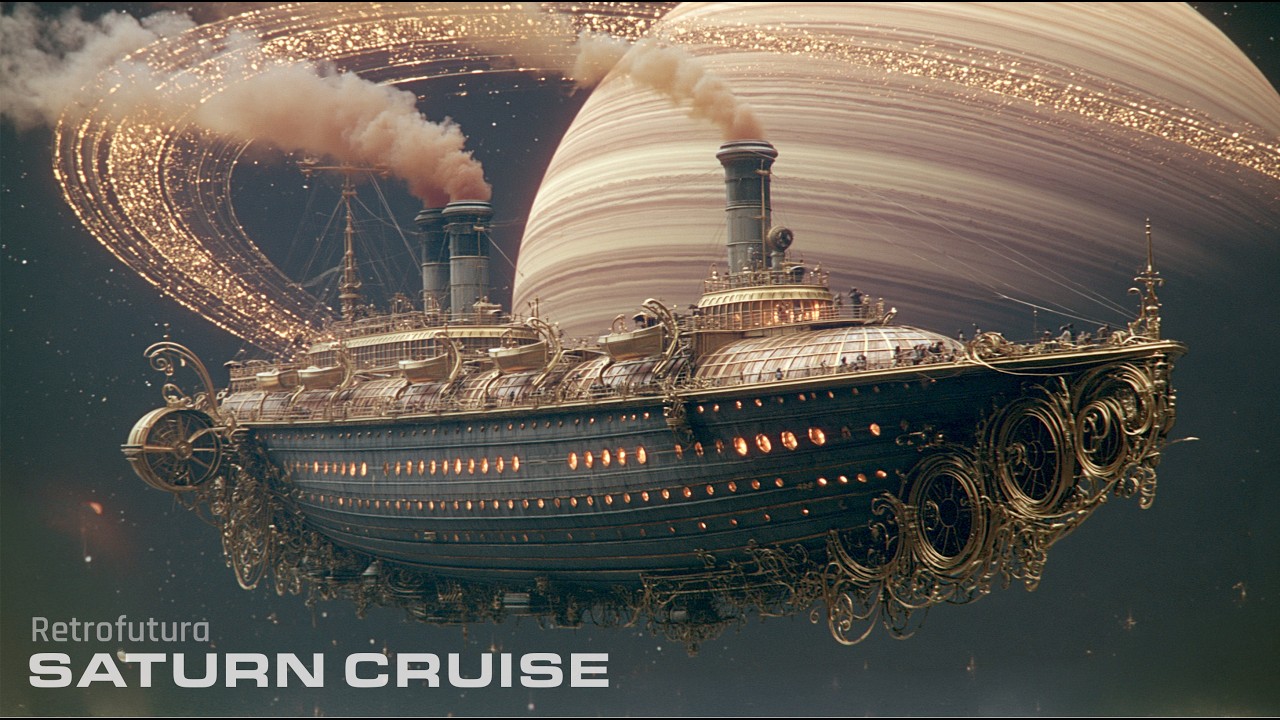 The Saturn Cruise: Sailing Beneath the Golden Rings | AI 4K &mdash; Retrofutura