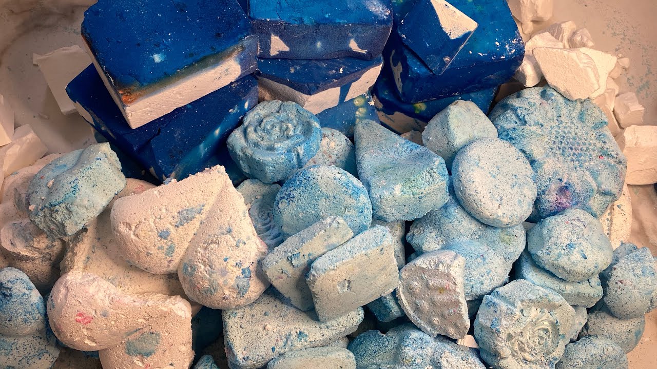 Fresh Dark Blue Gym Chalk + Baby Blue Soft Reform ASMR Crushing