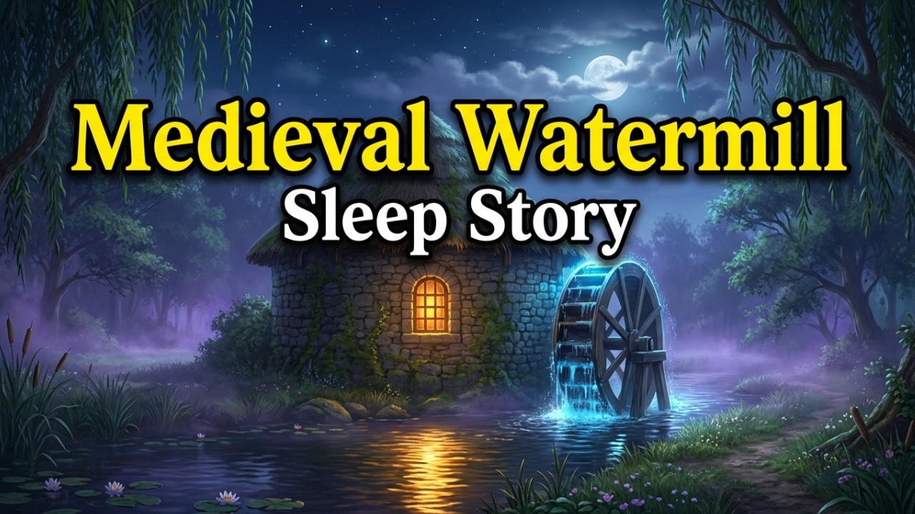 Medieval Watermill Sleep Story: Gentle Wheel & Stream at Night | Deep Sleep