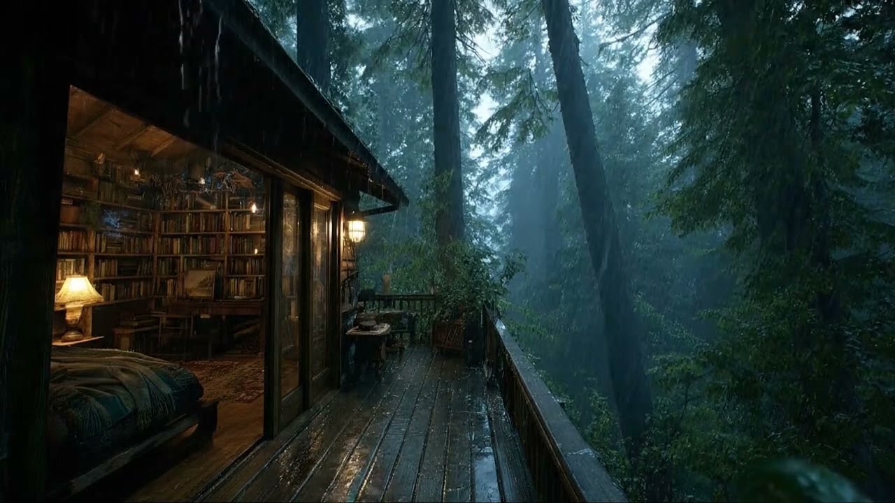 Cozy Cabin Rain Sounds 🌧️ Evening Relaxation for Unwinding After a Long Day