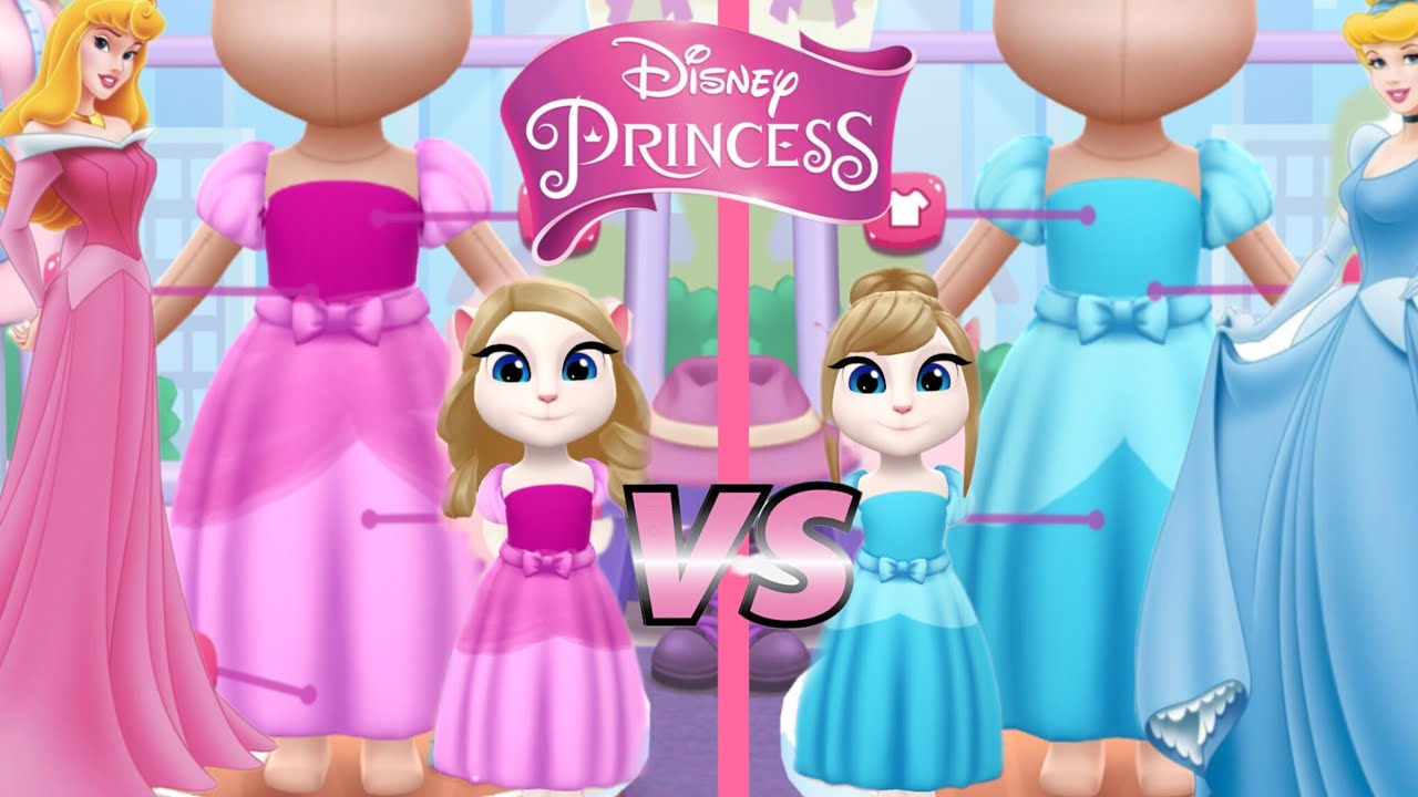 My talking Angela 2. Cinderella vs Aurora🩵🩷