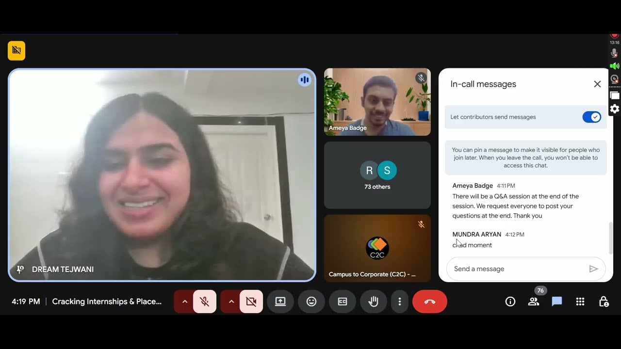 Internship & Placement Secrets Revealed | Dream Tejwani (Amazon SDE Intern) | C2C VIT Pune