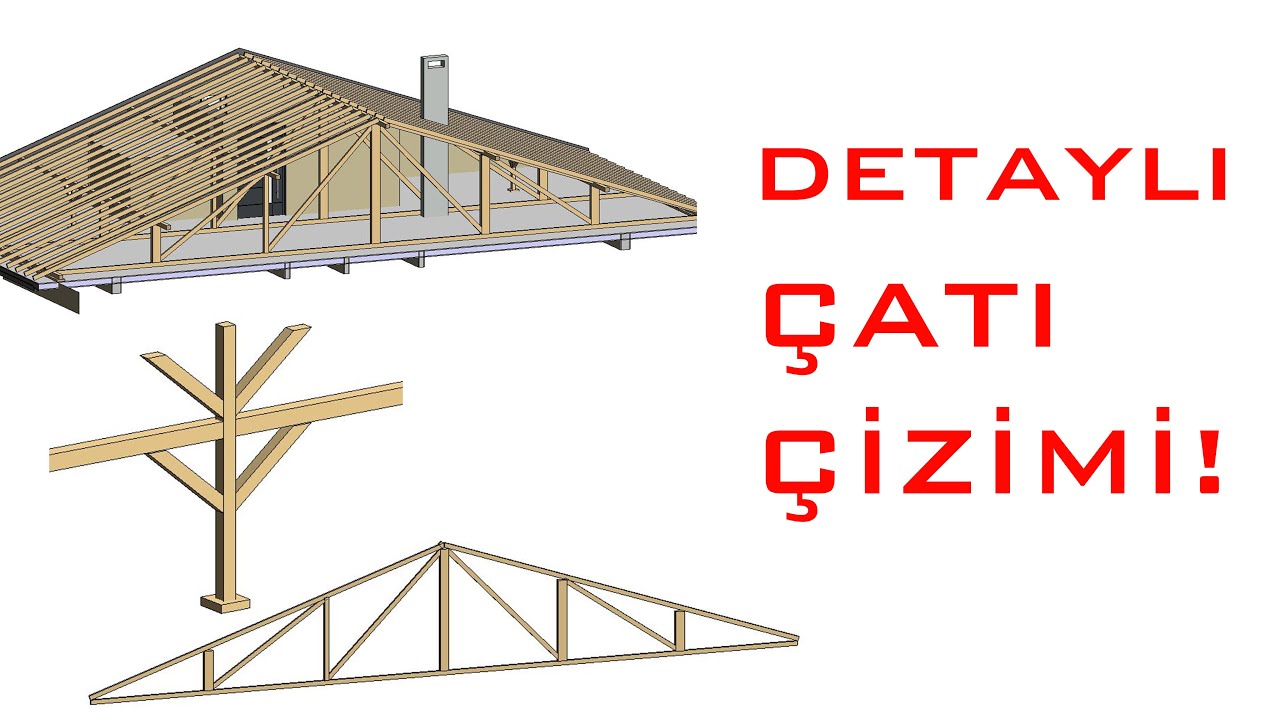 Detaylı  Çatı Elemanları Çizimi!(mertek,mahya,dikme,göğüsleme,ara aşık vb.) DERS_24