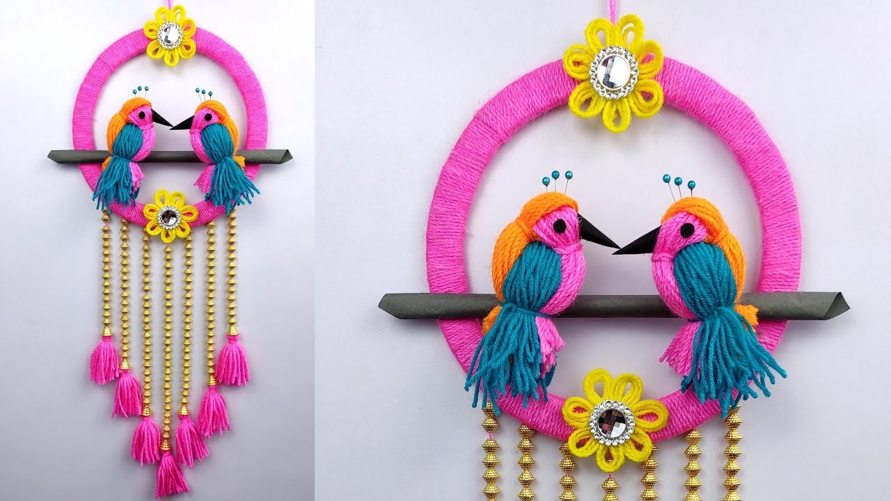 Easy Woolen Birds Craft / DIY Woolen Bird Wall Hanging / Yarn Bird Craft / Making Wool Bird