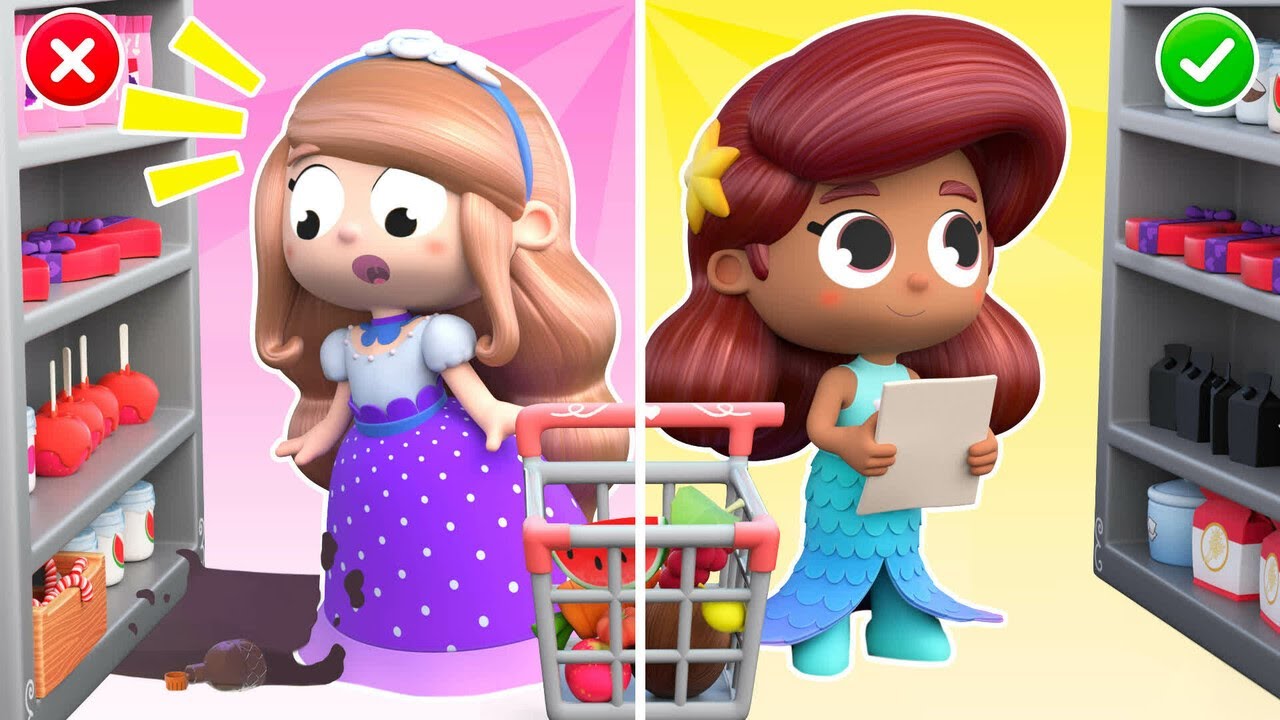 A RAPUNZEL faz a maior bagunça no SUPERMERCADO! - Crianças Aprendem sobre Responsabilidade