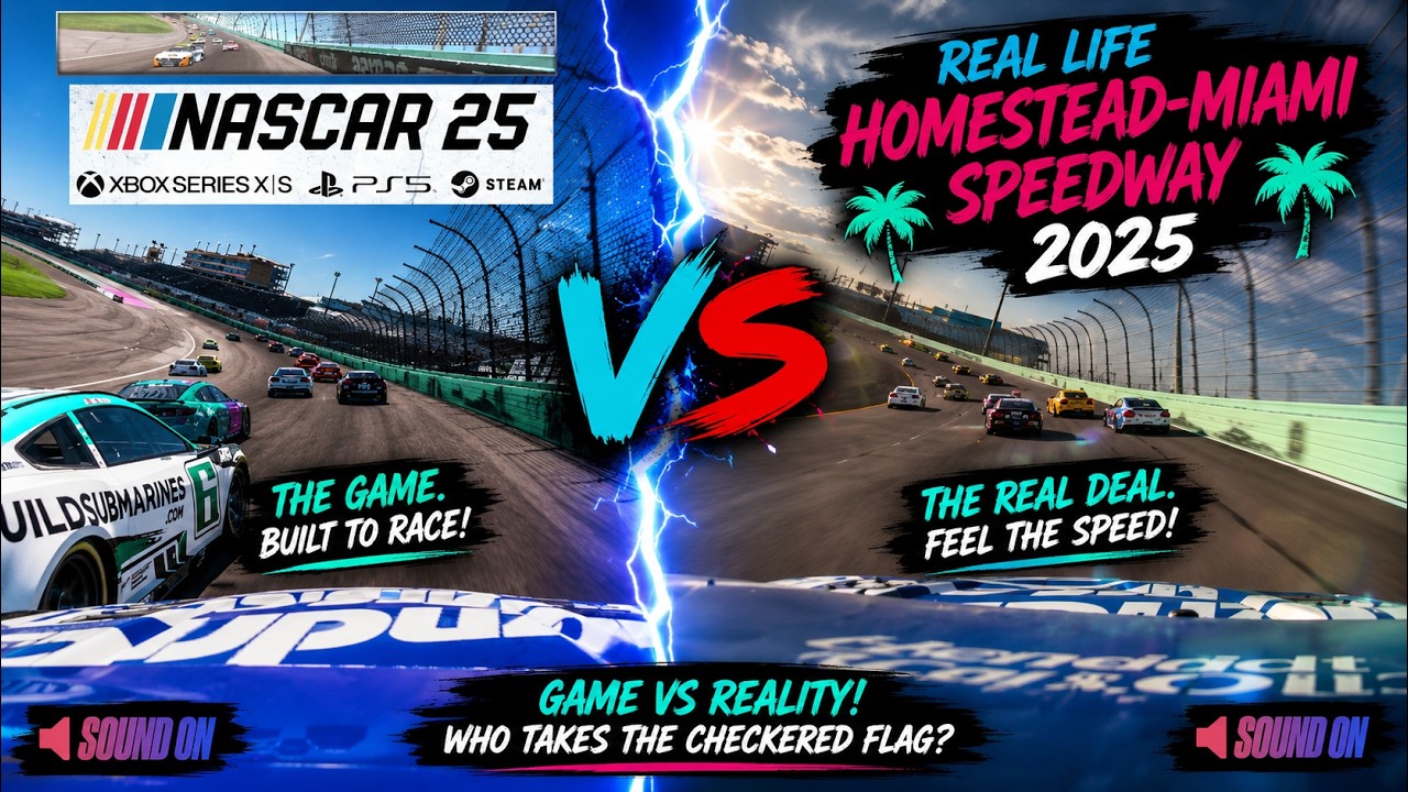 NASCAR 25 vs Real Life | Homestead-Miami Speedway Graphics Comparison