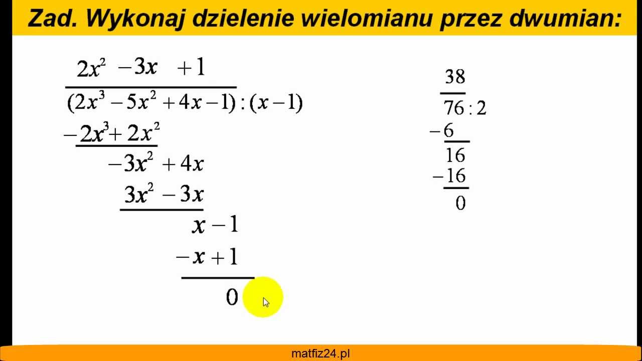 Dzielenie wielomianów - Zadanie - Matfiz24.pl