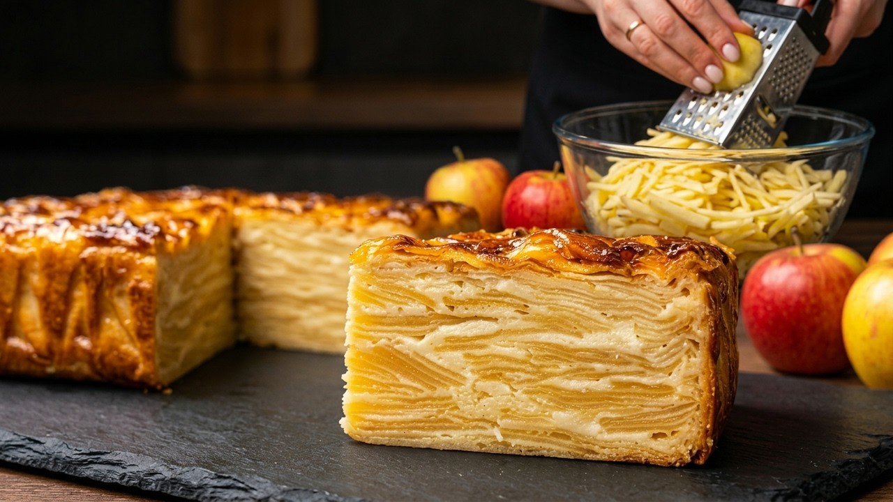 Только яблоки и почти нет теста! 🍎 Самый простой диетический яблочный пирог | Смешай и запекай ✨