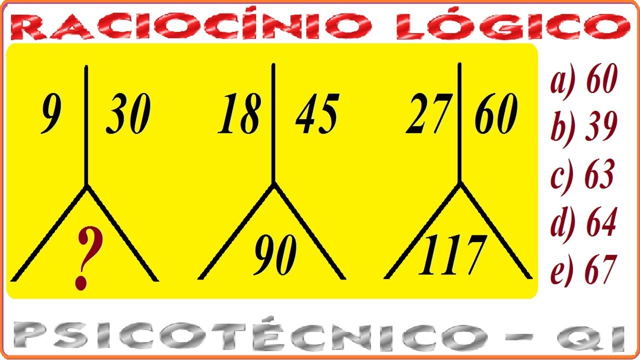 Raciocínio Lógico Figuras Número Teste psicotécnico QI Quociente de Inteligência Detran Concurso RLM
