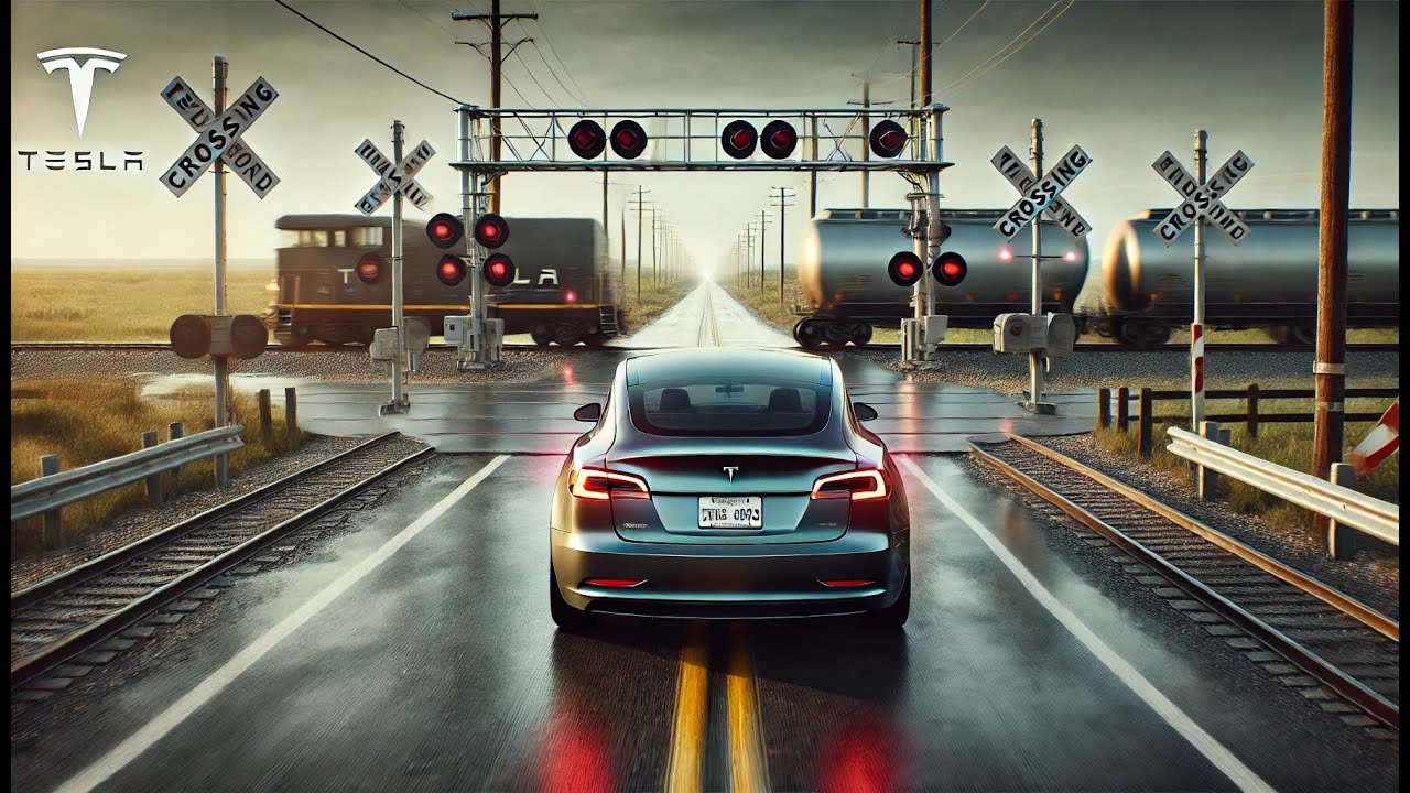 Tesla FSD v12.5.4.1 Test Drive: Close Call at Train Tracks