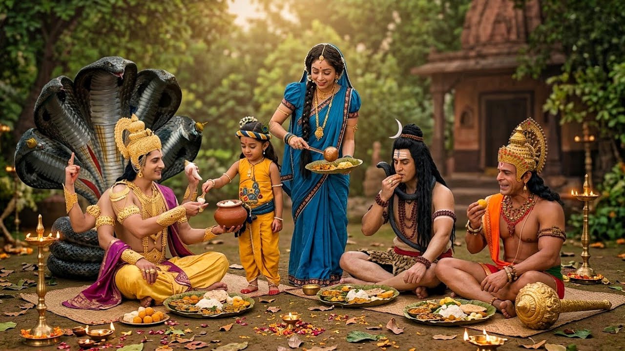 जब भगवानों ने किया दिव्य भंडारा 😱 | बाल कृष्ण ने खुद परोसा प्रसाद | यशोमती मईया के नंदलाला | YMKN