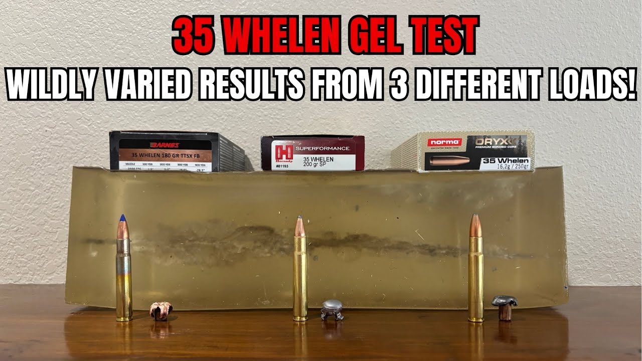 Тест баллистического геля 35 Whelen | В этом тесте баллистического геля 35 Whelen оцениваются 3 т...