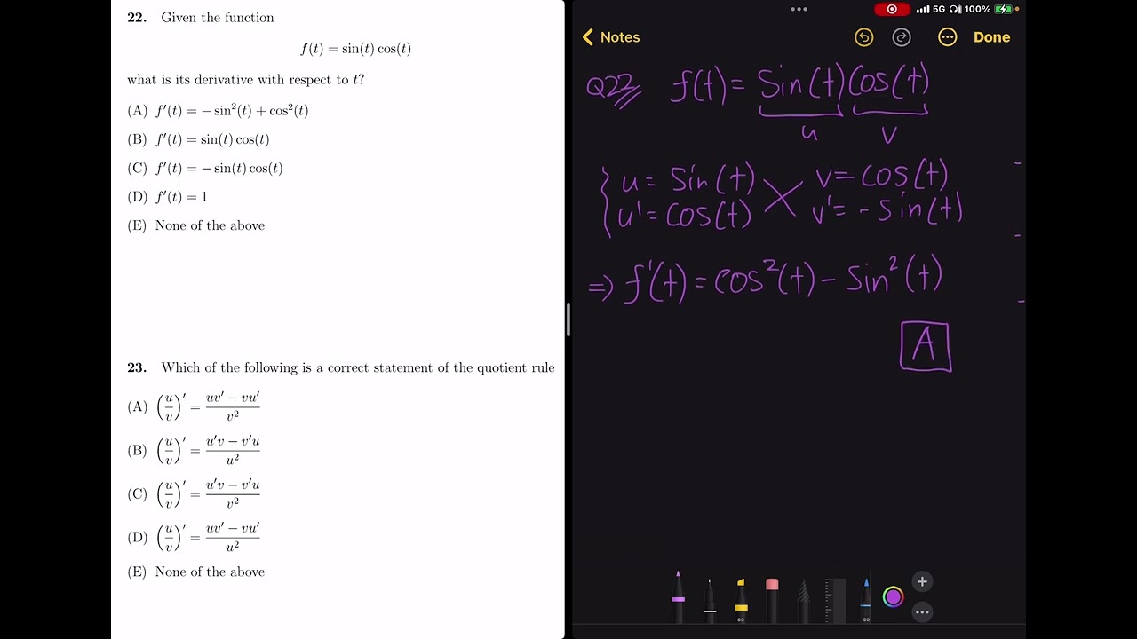 MATH1110 University Calculus 1/Mathematics 1 Paper Q22-23 Solutions