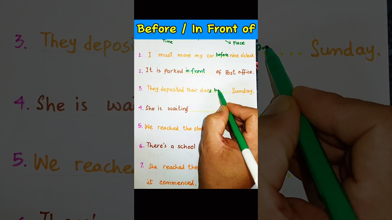 Before / In Front of | Vocabulary |ELT | Preposition | Linguistics  Grammar Rules @Lingua.Franca1