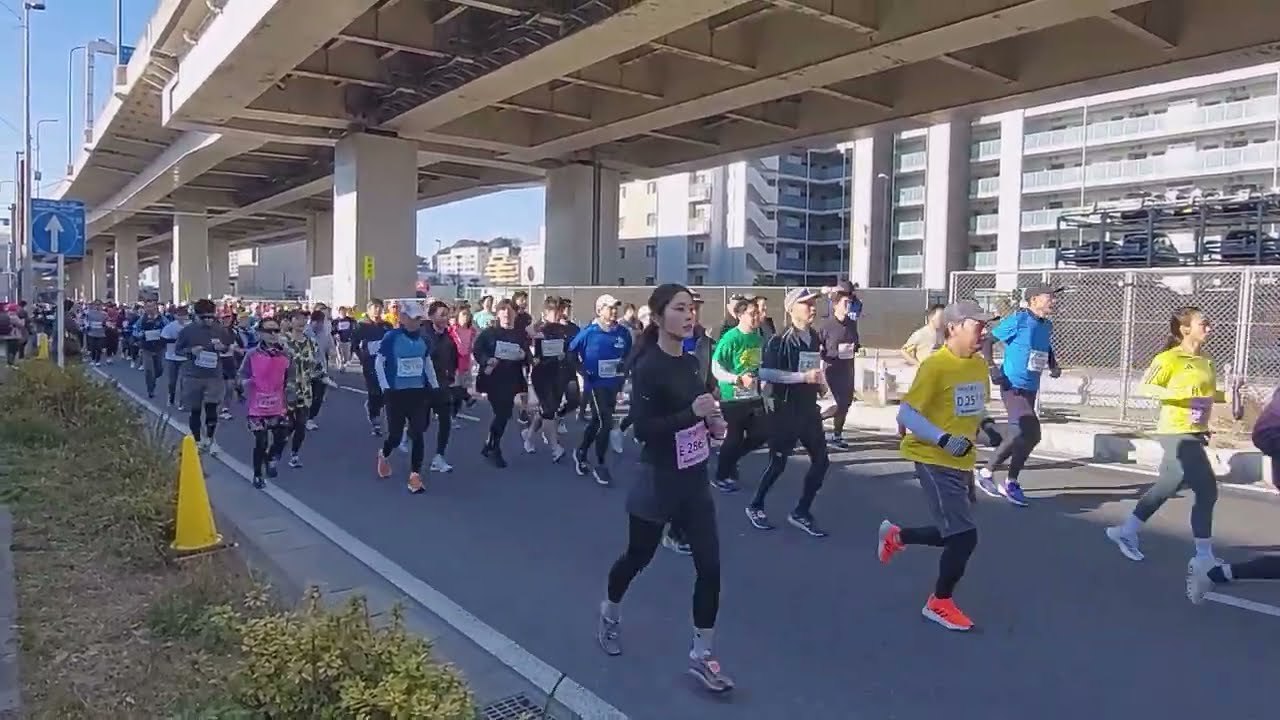 神奈川マラソン2026（10kmの部）スタート直後、9km地点