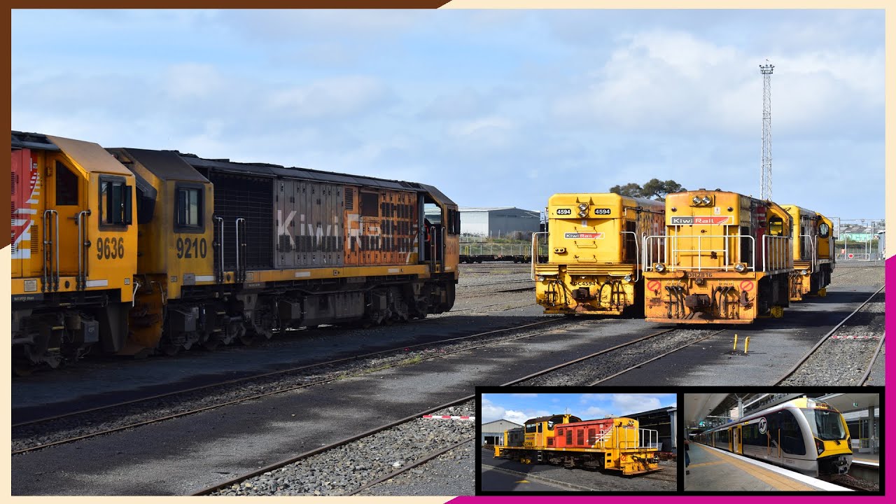 KiwiRail Diesels at Westfield Yard + AM Electric Trains in Auckland - 21/04/2022 (HD)