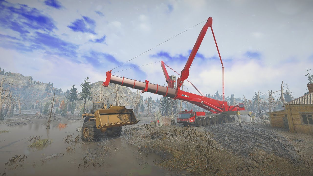 SnowRunner : Hercules1600 Crane - Driving Through Deep Muddy Road | EnhCrea #141
