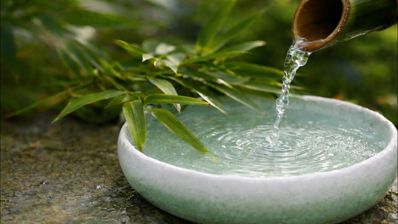 Relaxing Piano Music + Bamboo Water Sounds | Peaceful Sleep & Meditation