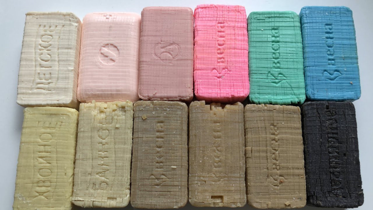 ASMR cutting large cubes on Russian soap, cubes on Becha soap