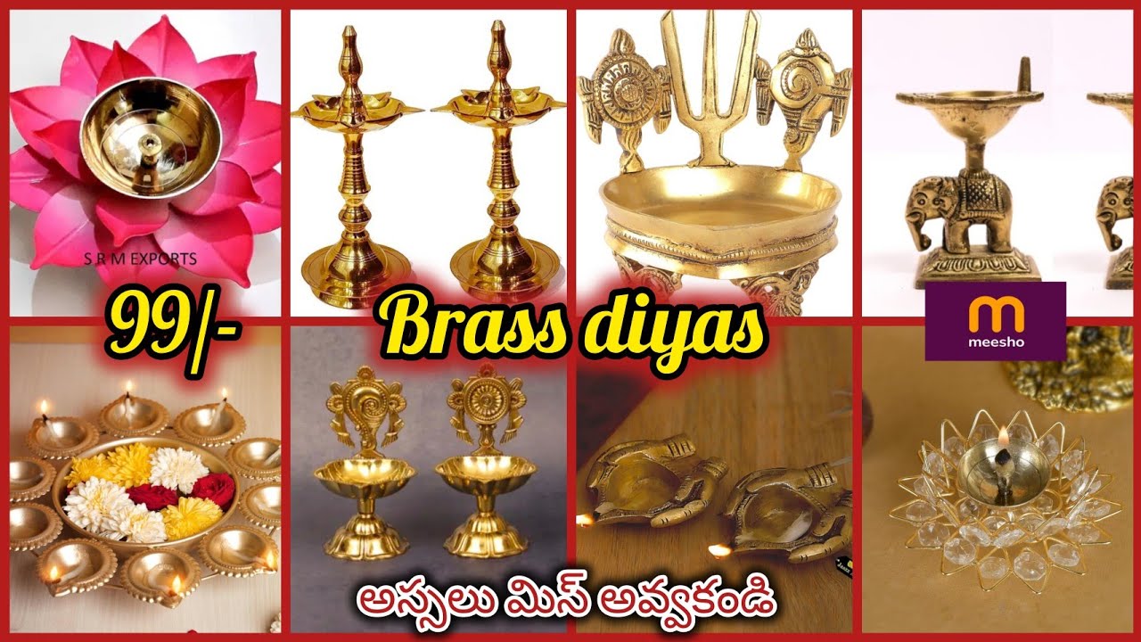 చాలా తక్కువ ధరకే ఎక్కడా దొరకని new brass diya collection|| #meesho #haul #Pooja #youtube
