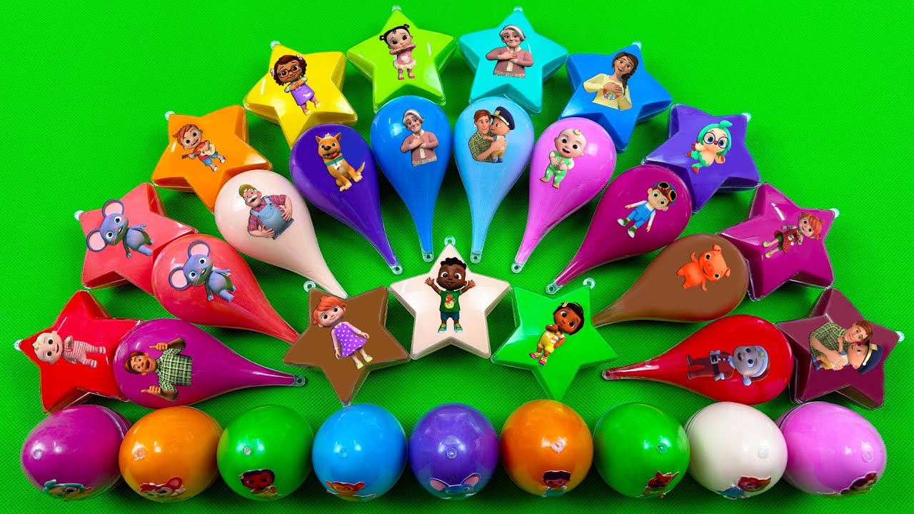 Cocomelon Clay & Slime Drops Colors! Mixing with JJ, TomTom, YoYo, Cody & More ASMR 💖