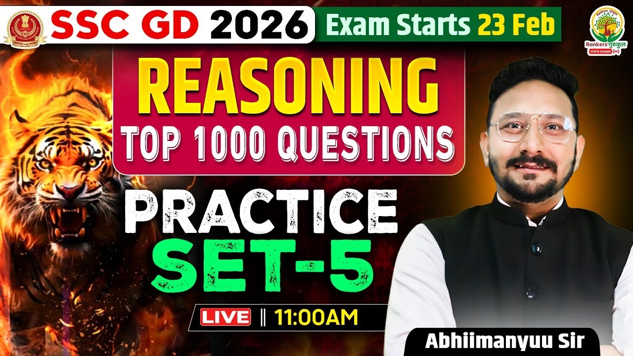 SSC GD 2026 | Reasoning | Top 1000 Questions | Practice Set - 5 Abhimanyu Sir
