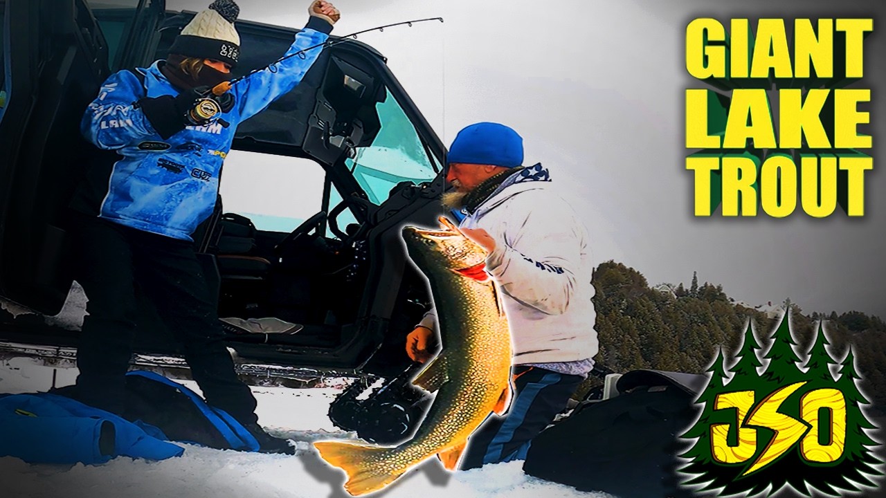 Crossing the Mackinac Ice Bridge for GIANT Lake Trout! ❄️ Mackinac Island Ice Fishing Adventure