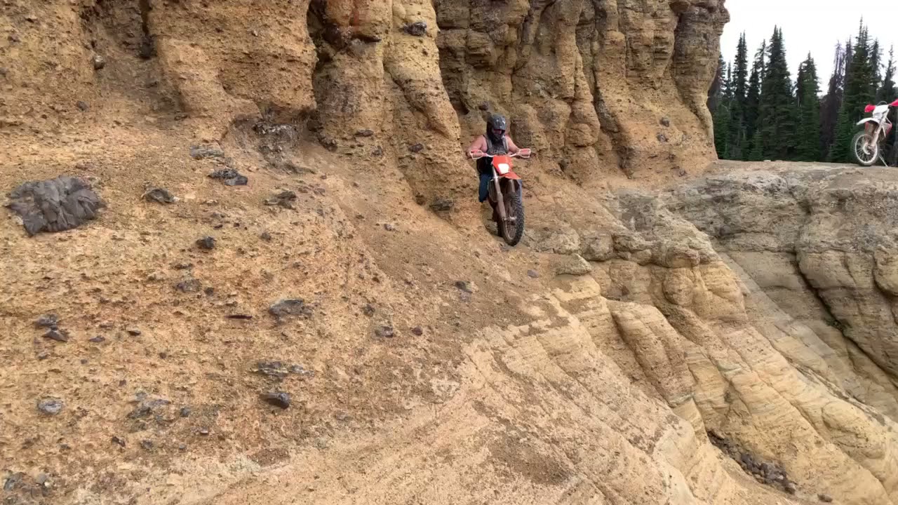 Dirt bike riding on the edge of a cliff