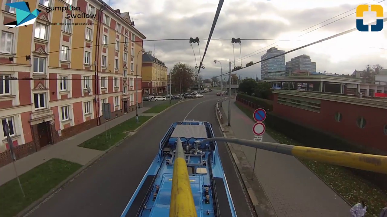MHD Ostrava - Trolejbusová linka 103 - GoPro front view from pantograph
