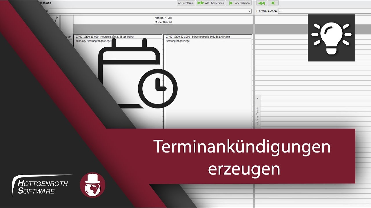 Terminankündigungen erzeugen - KAMIN Futura