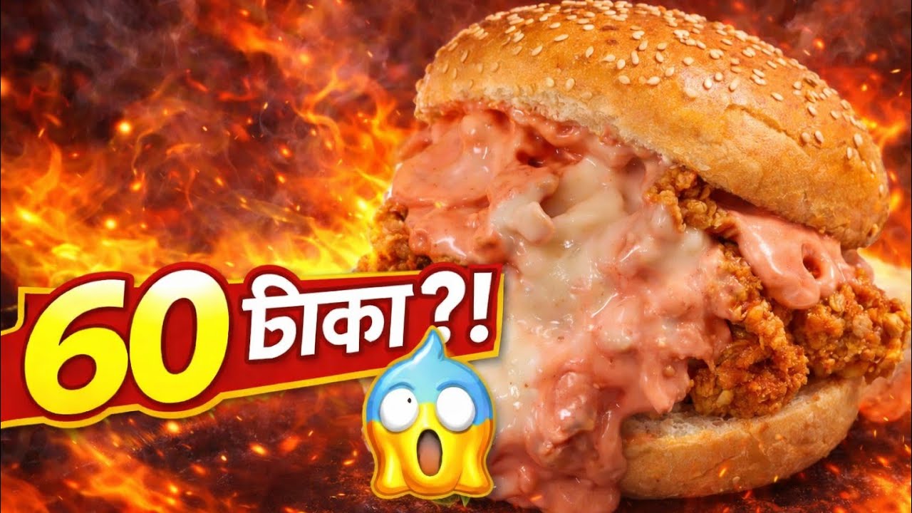 ৬০ টাকার Crispy Chicken Burger | Street Food Bangladesh