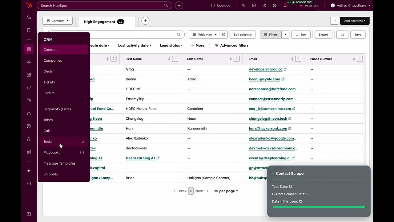 HubSpot CRM Data Extractor