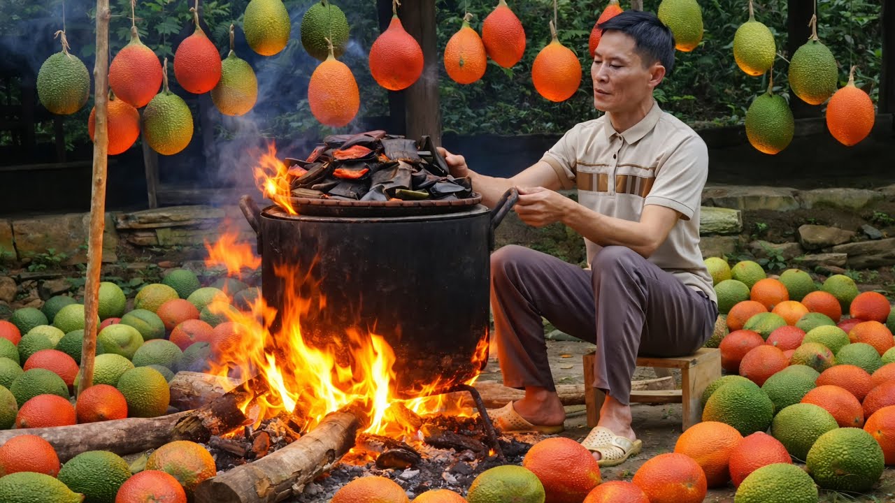 ULTIMATE Solo Survival &ndash; Massive Harvest, Market Day & Cooking Traditional Gac Cake