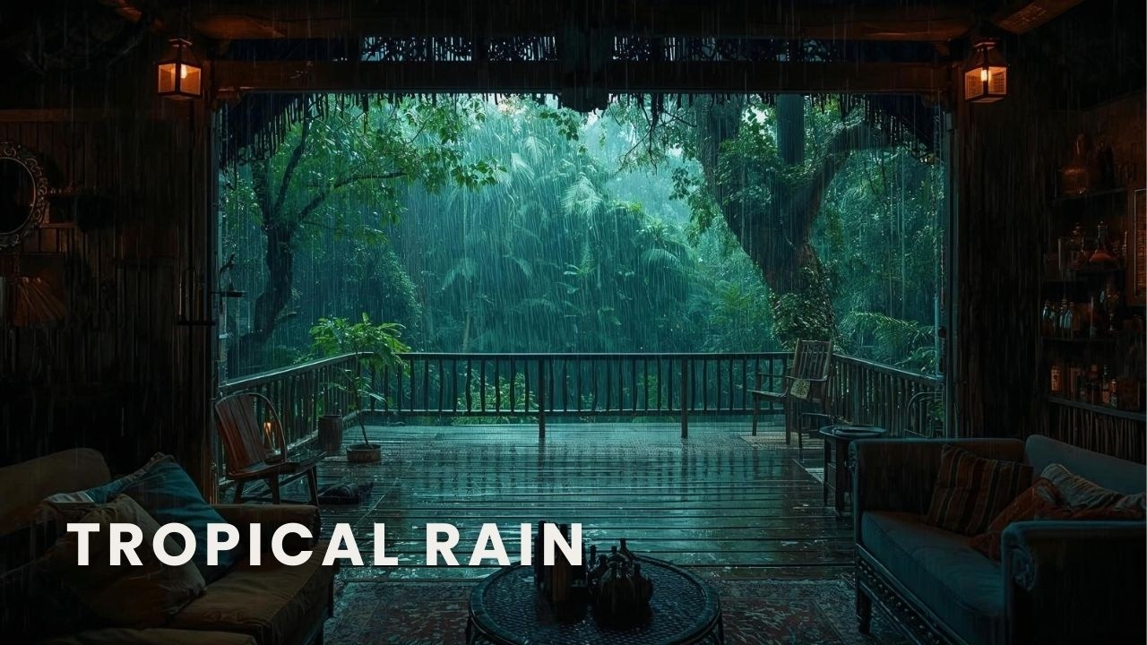 Rain Sounds for Sleep – Tropical Monsoon Rain (3H 30M Moderate Steady Rain)