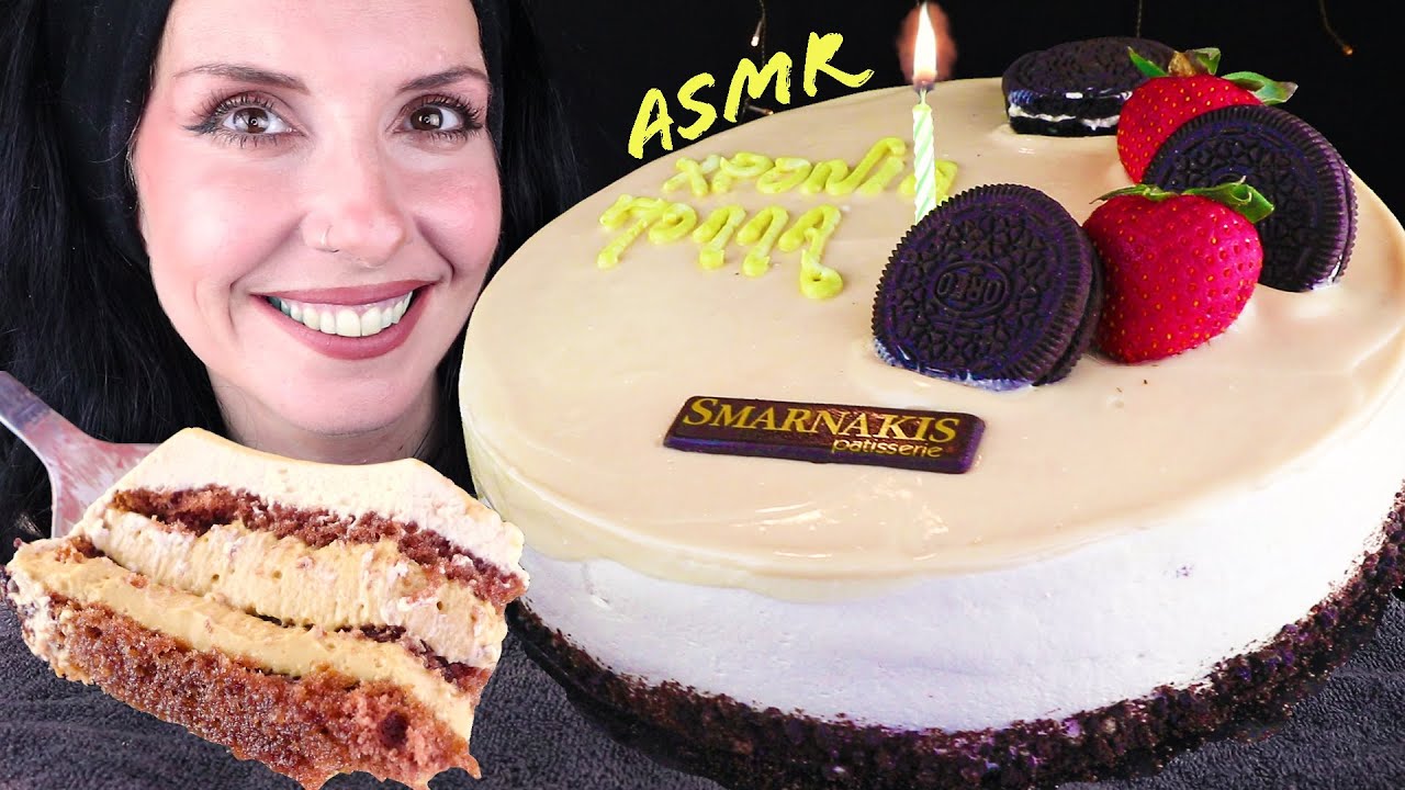 SALTED CARAMEL BIRTHDAY CAKE 🎂 | ASMR Eating Show | Whispering Mukbang - 먹방 | Real Eating Sounds