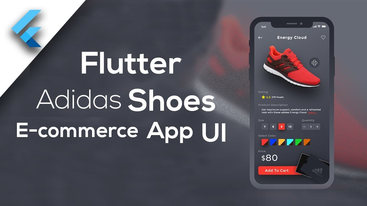 Flutter Adidas Shoes Ecommerce App UI - Speed Code