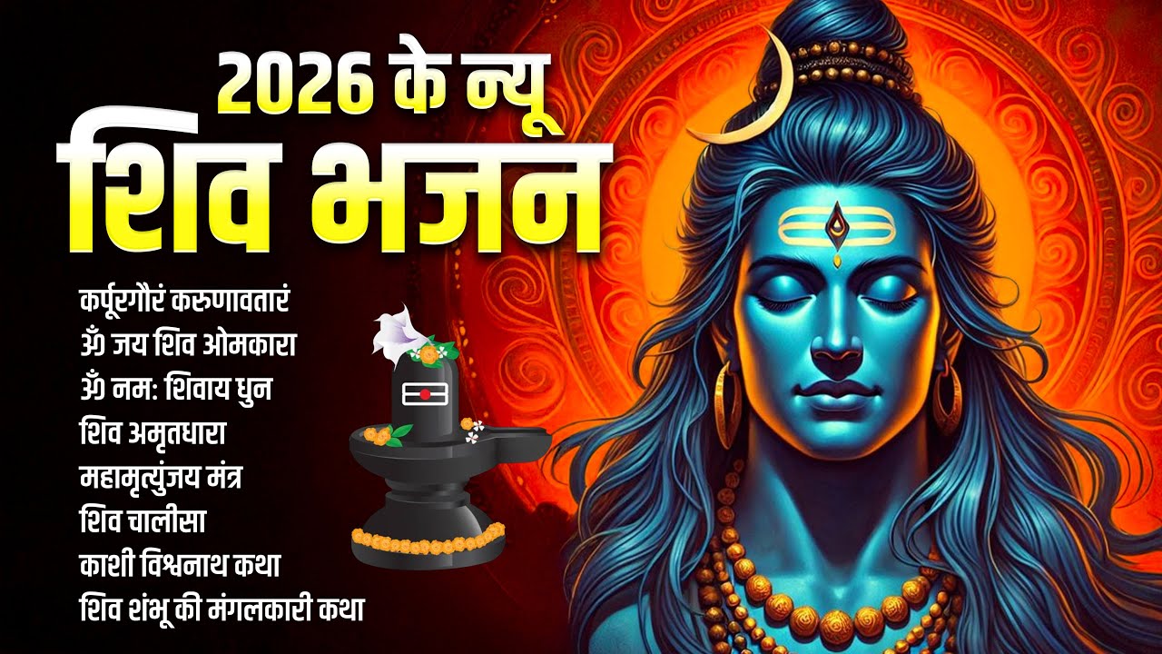 2026 सोमवार स्पेशल शिव भक्ति भजन - कर्पूर गौरम करूणावतारम, ॐ जय शिव ओमकारा, ॐ नमः शिवाय