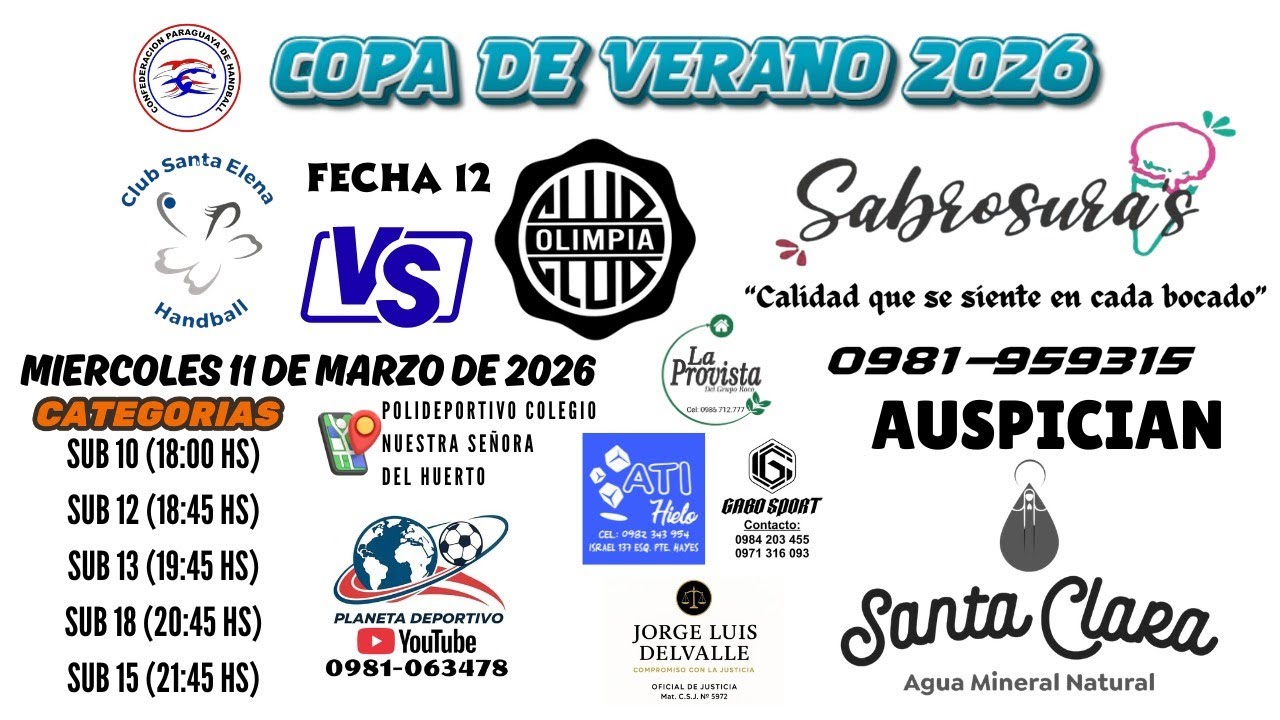 ST Balonmano | SANTA ELENA VS OLIMPIA | Cadetes Sub 15 | Fecha 12 | Torneo de Verano 2026