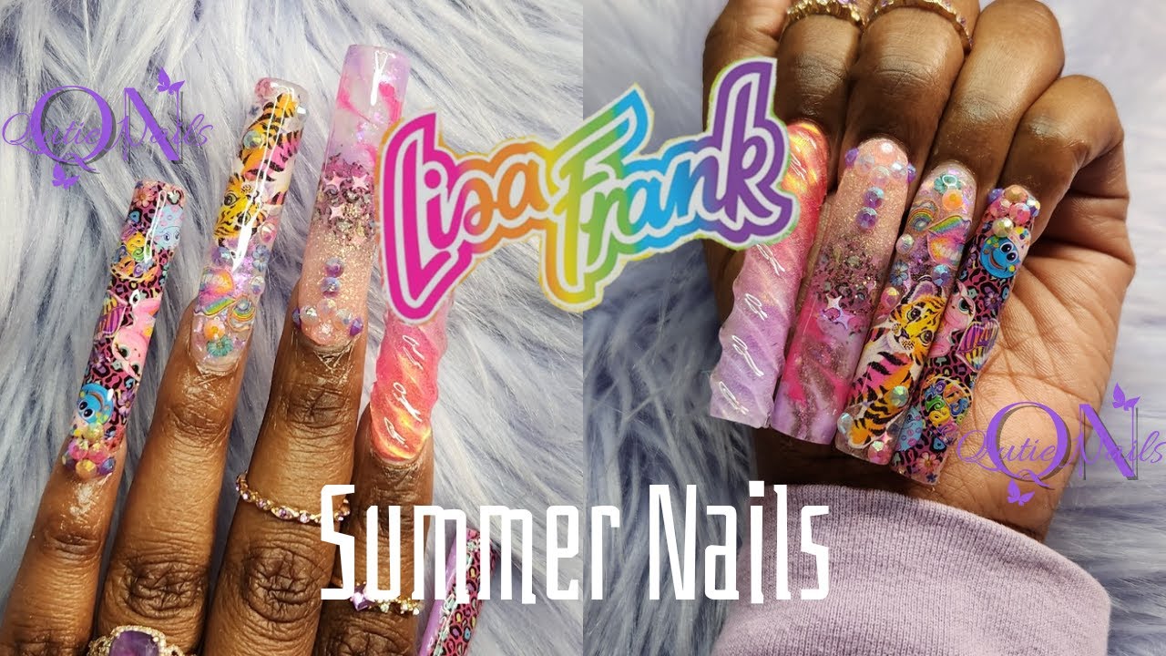 Lisa Frank Nails | @nailreservela8605Gel Polishes| C-Curve Tips@LatinaNailDesignz#qutienails